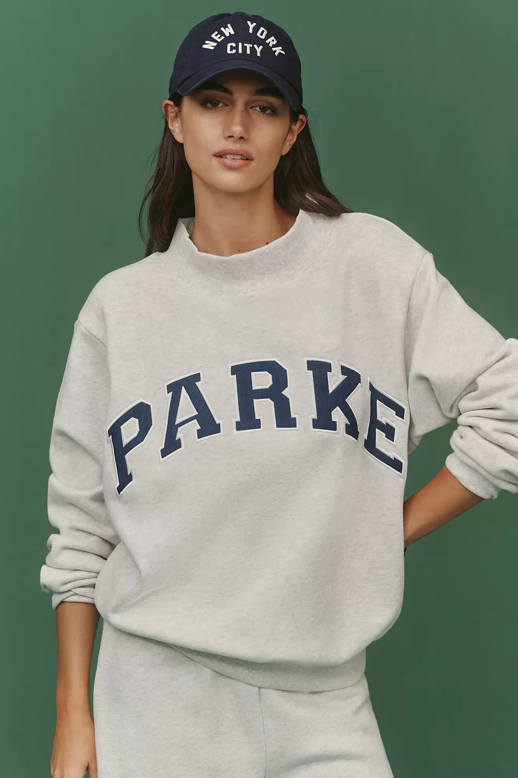 PARKE Varsity Mock-Neck Sweatshirt GRAY