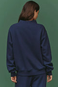 PARKE Varsity Mock-Neck Sweatshirt- Denim Navy