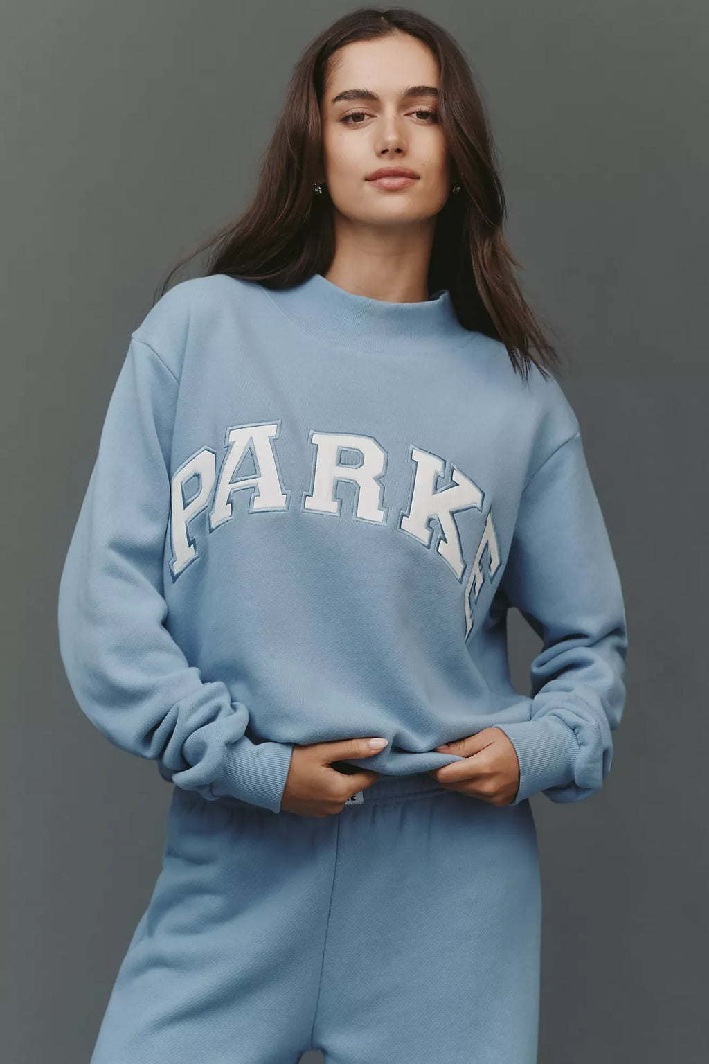PARKE Varsity Mock-Neck Sweatshirt SKY TRENDING