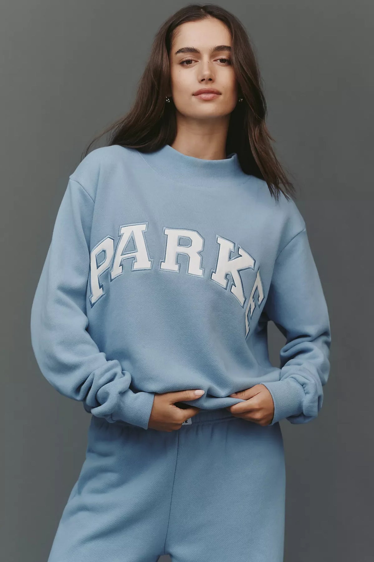 PARKE Varsity Mock-Neck Sweatshirt SKY TRENDING