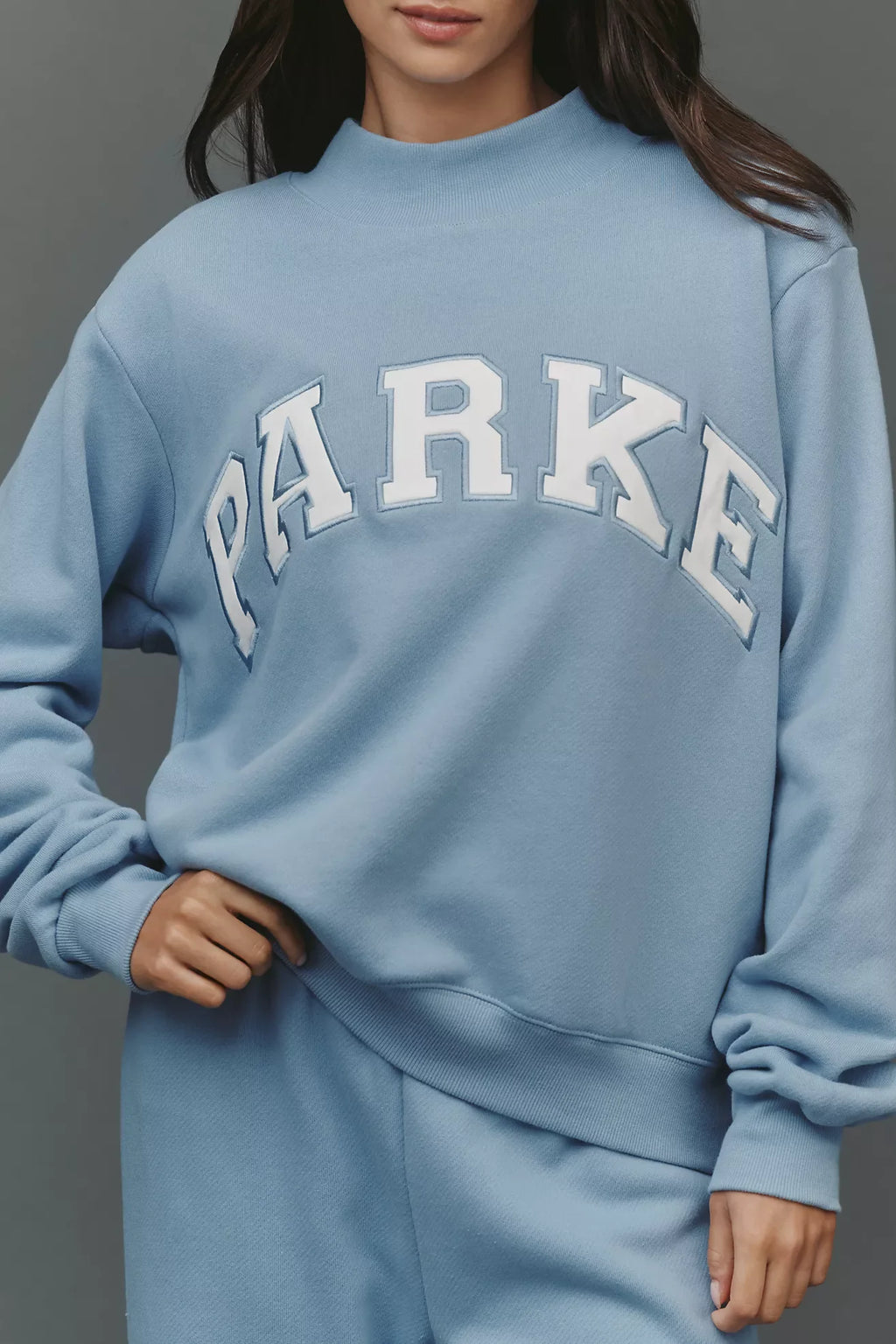 PARKE Varsity Mock-Neck Sweatshirt SKY TRENDING