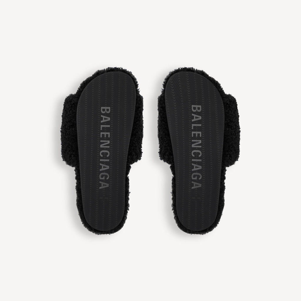 Balenciaga Women's Furry Open Mule in Black