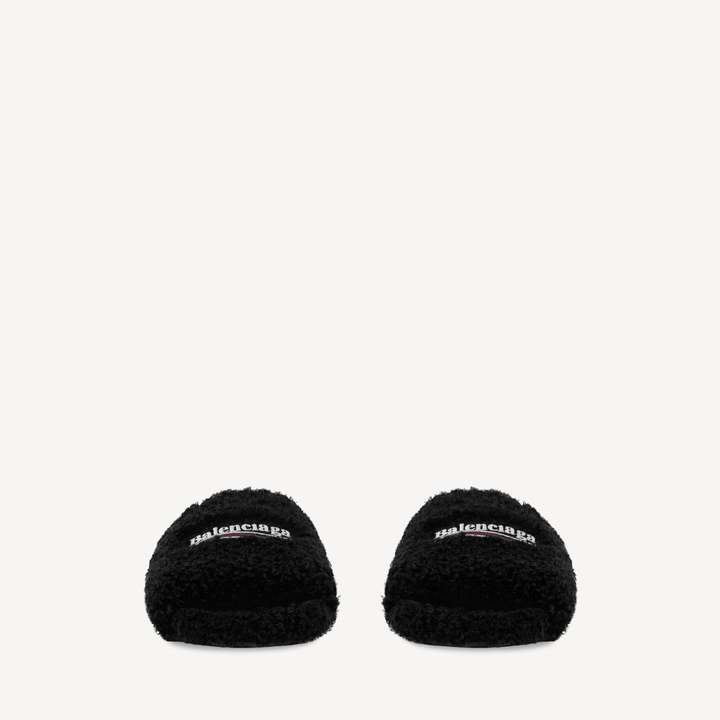 Balenciaga Women's Furry Open Mule in Black