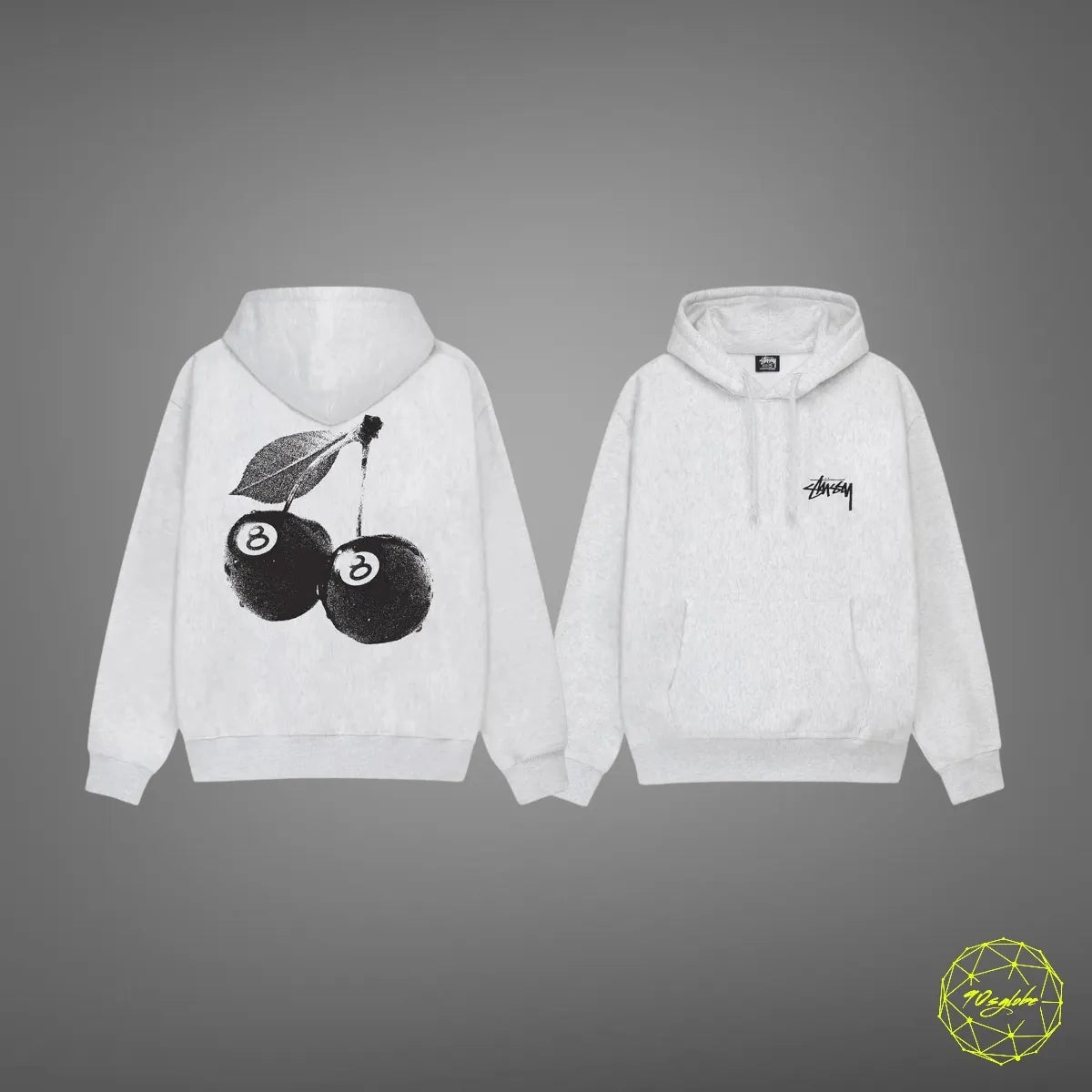 Stüssy Cherries drawstring hoodie Black/White