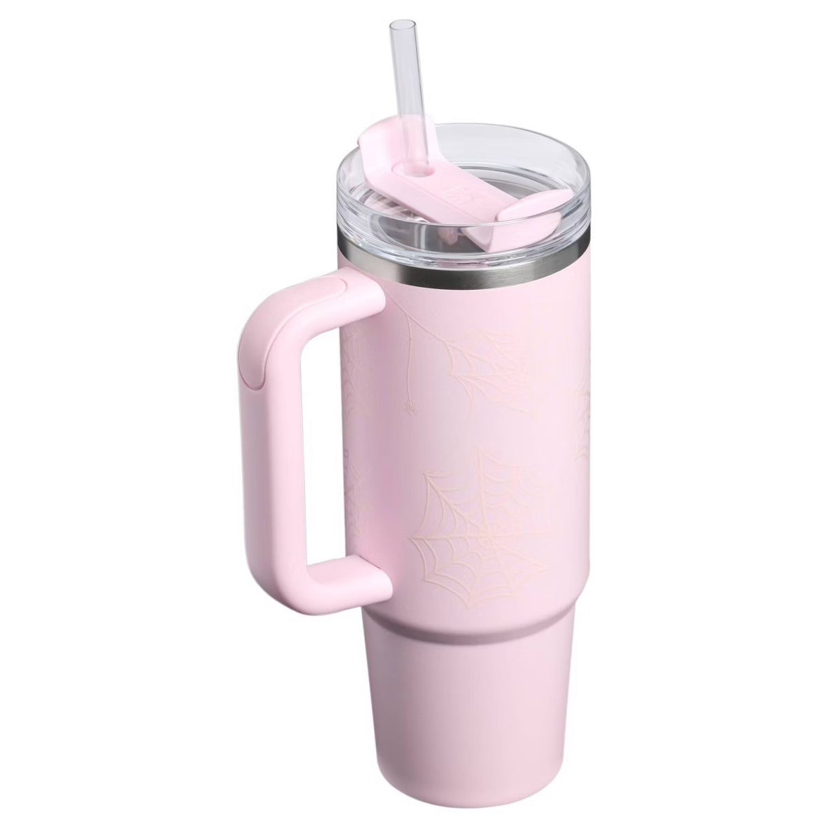 Stanley 40 oz Stainless Steel H2.0 FlowState Quencher Tumbler Pink Sugar Spider Webs TRENDING